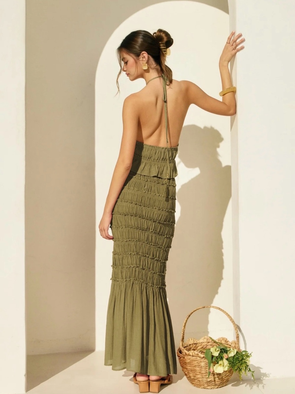 NWT Dress Forum | Green Mermaid cut textured Maxi skirt sz M - Picture 3 of 11